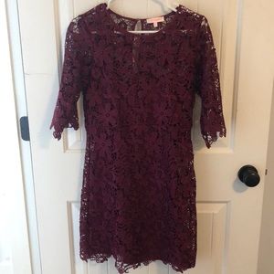 Department of Floristry Burgundy Floral Lace Dress